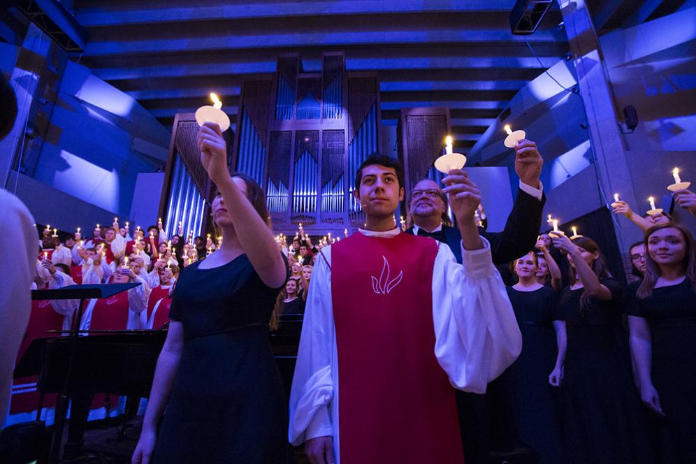 Performers and attendees participate in the Service of Light, a Christmas Festival favorite.